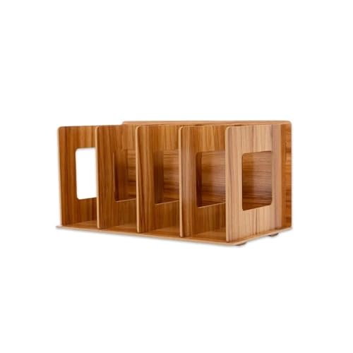 Holzschreibtisch Lagerung, Aktenordner aus Holz, Zeitschriften-, CD- und DVD-Halter, Schreibtisch-Organizer, 4 Fächer, 30,5 x 15 x 17 cm von DUBTEDHOU