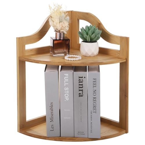 Holzschreibtisch Lagerung, Eckregal aus Holz mit 2 Ebenen, 25,9 x 25,9 x 39,9 cm, Holzfarbe Holzschreibtisch Lagerung, Eckregal aus Holz mit 2 Ebenen, 25,9 x 25,9 x 39,9 cm, Holzfarbe von DUBTEDHOU