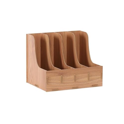 Holzschreibtisch Lagerung, Holz Aktenordner Halter Schreibtisch Organizer Buchstützen in Braun und Natur(Bruin) von DUBTEDHOU