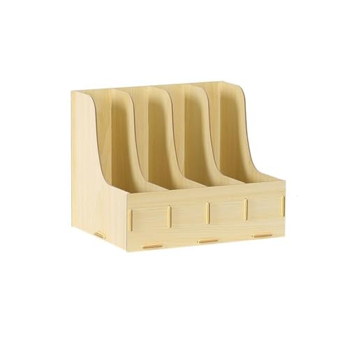 Holzschreibtisch Lagerung, Holz Aktenordner Halter Schreibtisch Organizer Buchstützen in Braun und Natur(Natural) von DUBTEDHOU