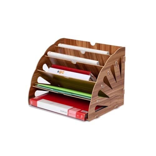 Holzschreibtisch Lagerung, Holzfächer, mehrschichtig, stehend, vertikal, Aktenordnerhalter, Testpapierfach, 34,9 x 26,8 x 26,8 cm von DUBTEDHOU