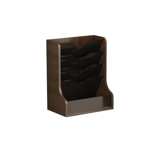 Holzschreibtisch Lagerung, Vertikaler Aktenordnerhalter mit 5 Fächern, Zeitschriftenständer, Organizer, mehrfarbig, 32 x 19,8 x 40,1 cm(Bruin) von DUBTEDHOU