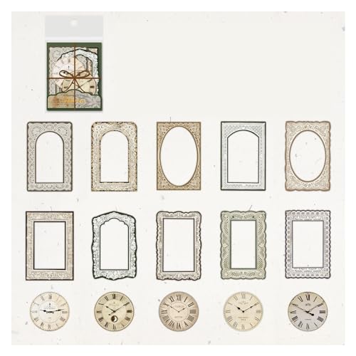 Retro-Clipboard-Aufkleberpackung, Scrapbook-Papier, 15 Uhr, Rand, Alter, Kapitel, Collage(2) von DUBTEDHOU