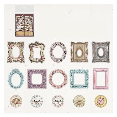 Retro-Clipboard-Aufkleberpackung, Scrapbook-Papier, 15 Uhr, Rand, Alter, Kapitel, Collage(3) von DUBTEDHOU