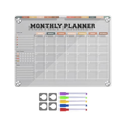 DUDOK Kühlschrank-Whiteboard, wiederverwendbarer Kühlschrank-Kalenderplaner, transparente Acryl-Magnettafel, 30,5 x 22,9 cm, monatlicher Kühlschrank-Notizblock, Einkaufsliste und Küchen-Whiteboard DUDOK Kühlschrank-Whiteboard, wiederverwendbarer Kühlschrank-Kalenderplaner, transparente Acryl-Magnettafel, 30,5 x 22,9 cm, monatlicher Kühlschrank-Notizblock, Einkaufsliste und Küchen-Whiteboard von DUDOK