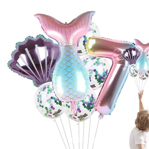 DUDOK Luftballons für Geburtstagsfeiern, Seeballon-Set mit Luftballons, Schwanzballons, Aluminiumballons unter dem Meer für Mädchen, 7-teiliges Partydekorationsset DUDOK Luftballons für Geburtstagsfeiern, Seeballon-Set mit Luftballons, Schwanzballons, Aluminiumballons unter dem Meer für Mädchen, 7-teiliges Partydekorationsset von DUDOK