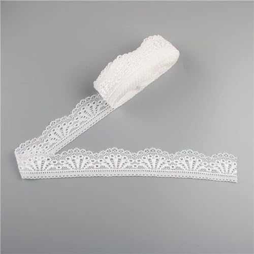 Elastisches Spitzenband, 30 mm breit, weiße Spitze, bestickte Baumwolle, Elastizität, Spitzenbesatz, Besätze, Kleidung, Unterwäsche zum Nähen von DUDSME