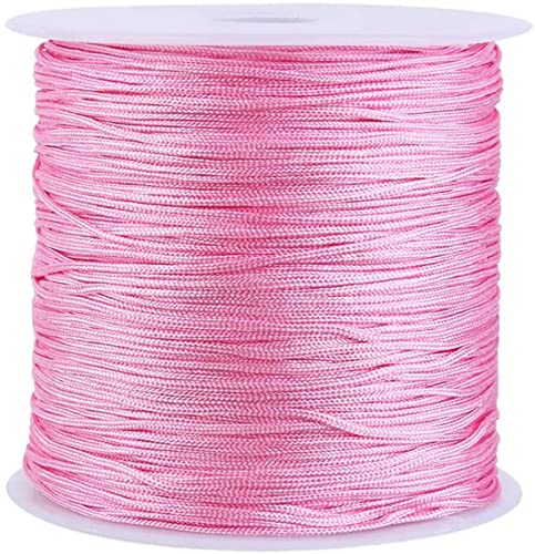 0,8mm Nylonschnur Makramee Garn Rattail Satin Nylon Armband Schnur für Armbänder Plissee Schmuckherstellung (Pink) von DUDUA