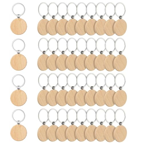 40 Stück Schlüsselanhänger Holz, Personalisierte Runde Leer Rohling, Rund Wooden Keychain, Schlüsselring Holz, Blanko Holzschlüsselringe für Malerei, Geschenke und Dekoration 40 Stück Schlüsselanhänger Holz, Personalisierte Runde Leer Rohling, Rund Wooden Keychain, Schlüsselring Holz, Blanko Holzschlüsselringe für Malerei, Geschenke und Dekoration von DUDUI