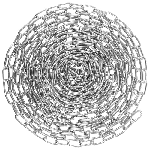 DUDUI Verzinkt Metallkette, 15M 3mm Gliederkette, Metall Kette Zum Aufhängen, Silber Metallkette für Lampenkette, Garten und Absperrketten von DUDUI