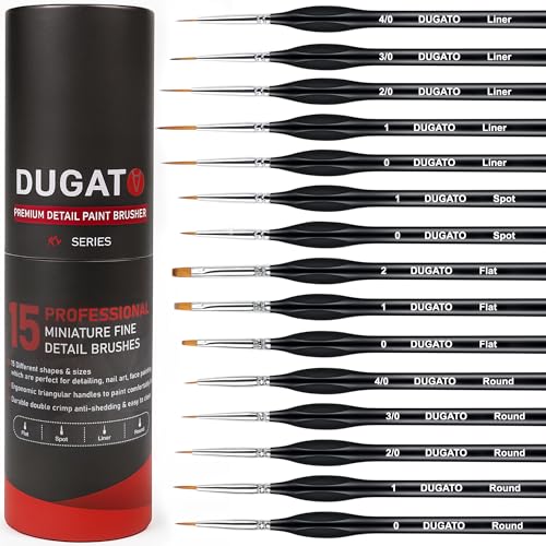 DUGATO Pinsel-Set für feine Details, Miniatur-Pinsel mit ergonomischen dreieckigen Griffen und Reiseetui für Acryl, Aquarell, Öl, Modelle und Warhammer DUGATO Pinsel-Set für feine Details, Miniatur-Pinsel mit ergonomischen dreieckigen Griffen und Reiseetui für Acryl, Aquarell, Öl, Modelle und Warhammer von DUGATO