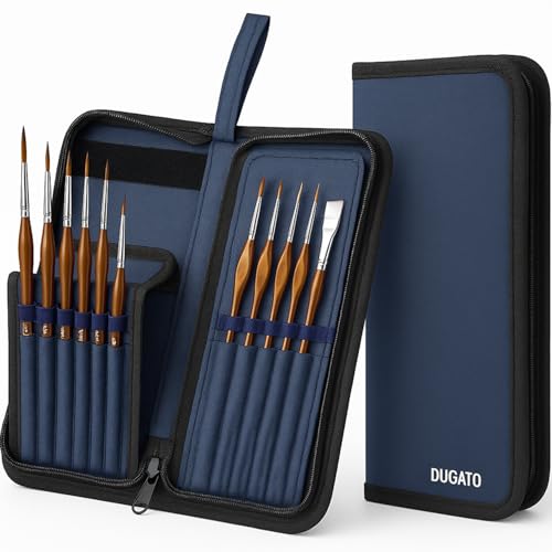 DUGATO Pinselhalter und Organizer, 13 x 27 cm, blaue Canvas-Tasche für Pinsel bis zu 23,6 cm Länge, Etui mit 15 Fächern, Künstler-Tragetasche (Pinsel nicht im Lieferumfang enthalten), Blau von DUGATO
