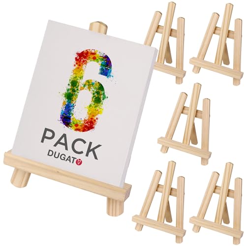 DUGATO Mini-Staffelei aus Holz, 20,3 cm, 6 Stück – Tischständer zum Malen von Leinwand, Fotos, Kunst, Schildern und Handwerk von DUGATO