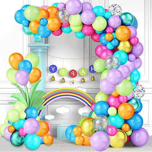 DUGEHO 103 Stück Regenbogen Girlande Ballonbogen Luftballons Girlande Set,Konfetti Luftballons,Latexballon für Geburtstag Hochzeit Jubiläum Baby Shower Party von DUGEHO