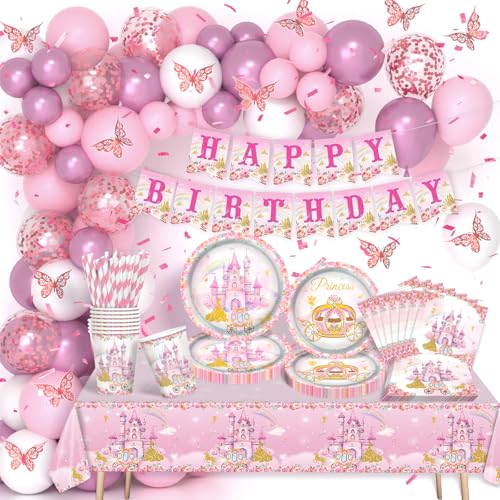 DUGEHO 158 Stück Schmetterling Prinzessin Party Geschirr Ballon Set, Fee Geburtstag Deko Set, Prinzessin Dekoration Ballon Pappteller Set für Party Party, Geburtstag Party Pappteller Dekoration DUGEHO 158 Stück Schmetterling Prinzessin Party Geschirr Ballon Set, Fee Geburtstag Deko Set, Prinzessin Dekoration Ballon Pappteller Set für Party Party, Geburtstag Party Pappteller Dekoration von DUGEHO