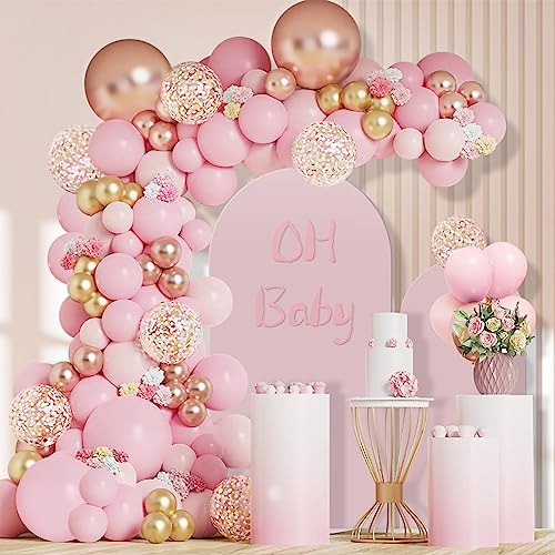 DUGEHO Ballonbogen-Set, rosa Luftballons, 102-teiliges Ballonbogen-Girlanden-Set, Metallballons für Weihnachtsdekoration, Geburtstag, Hochzeit, Jahrestag, Party, Abschlussfeier von DUGEHO