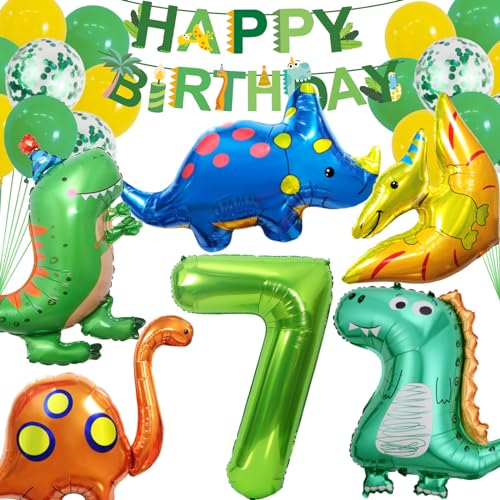 DUGEHO Dino Birthday Deco 7 Year, Dino Balloons Garland Set, Dino Green Balloons Wedding for Jungle Style or Baby Shower, Party Supplies Dinosaur Themed Birthday Decorations von DUGEHO