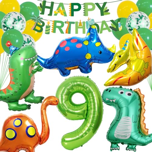 DUGEHO Dino Birthday Deco 9 Year, Dino Balloons Garland Set, Dino Green Balloons Wedding for Jungle Style or Baby Shower, Party Supplies Dinosaur Themed Birthday Decorations von DUGEHO