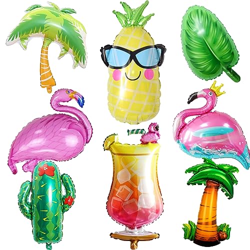 DUGEHO Flamingo Luftballons, 8 Stück Folienballon Flamingo, Frucht Ballons, Flamingo Themen Party Dekoration, Hawaii Ballons für Sommer Strandparty, Kinder Geburtstag, Schungel Themenparty von DUGEHO