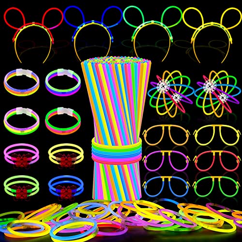 DUGEHO Knicklichter, Neon Leuchtstäbe für Hochzeit, Leuchtarmbänder, Glowing Sticks, Ketten und Leuchtbrillen Sets, Perfekt Party Deko von DUGEHO
