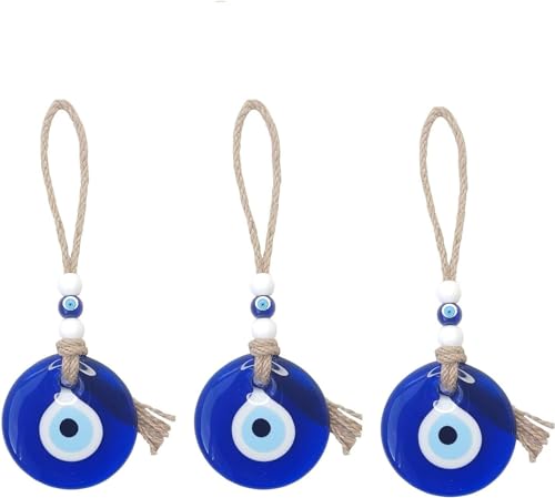 Türkisches blaues Auge Evil Eye Amulett Wandbehang 11 cm 3 Stück Evil Eye Ornament Amulett Dekoration Home Decor Schutz Segen Charm Geschenk Glasperlen Home Anhänger Günstige Talisman (11 cm) von DUHALINE