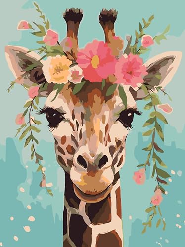 Malen Nach Zahlen für Kinder, Erwachsene und Anfänger - Tiere Hirsch -DIY Malen Nach Zahlen Tiere für Mädchen und Jungen, Bunte Giraffe 30 x 40 Zentimeter, Ohne Rahmen - Kinder ab 6 Jahren Malen Nach Zahlen für Kinder, Erwachsene und Anfänger - Tiere Hirsch -DIY Malen Nach Zahlen Tiere für Mädchen und Jungen, Bunte Giraffe 30 x 40 Zentimeter, Ohne Rahmen - Kinder ab 6 Jahren von DUHALO