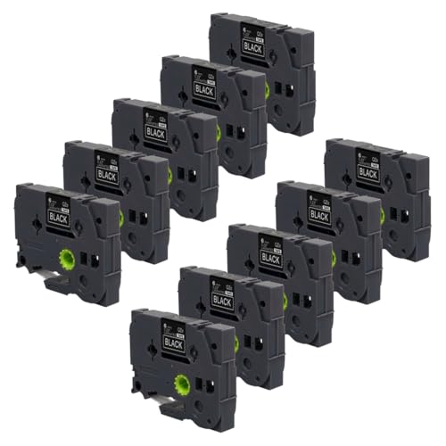 DULA Etikettenband - Kompatibel mit Brother P-Touch Tze-315-10 Stück - Weiß auf schwarz - 6mm x 8m DULA Etikettenband - Kompatibel mit Brother P-Touch Tze-315-10 Stück - Weiß auf schwarz - 6mm x 8m von DULA