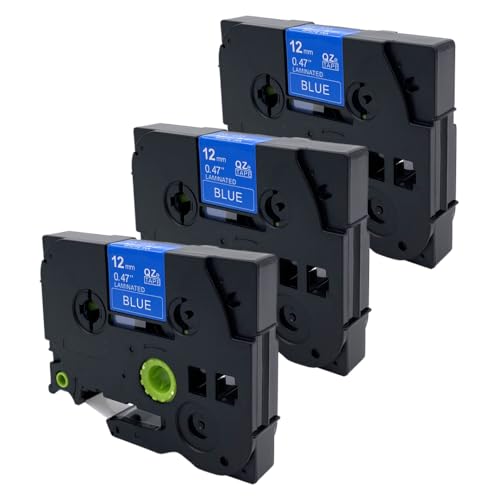 DULA Etikettenband - Kompatibel mit Brother P-Touch Tze-535-3 Stück - Weiß auf blau - 12mm x 8m von DULA