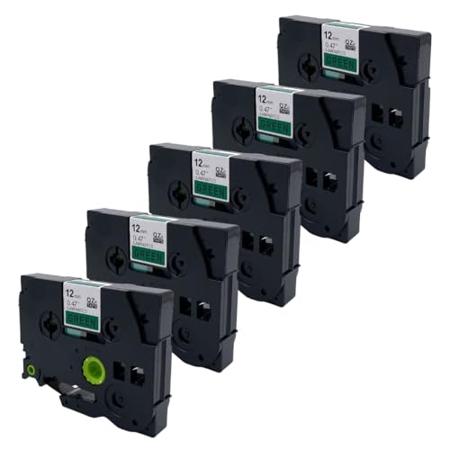 DULA Etikettenband - Kompatibel mit Brother P-Touch Tze-731-5 Stück - Schwarz auf grün - 12mm x 8m DULA Etikettenband - Kompatibel mit Brother P-Touch Tze-731-5 Stück - Schwarz auf grün - 12mm x 8m von DULA