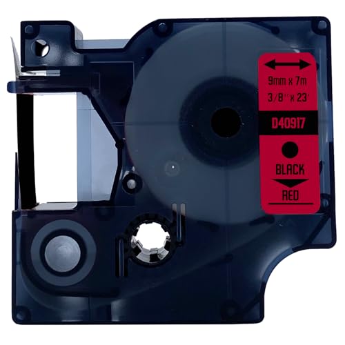 DULA Etikettenband - Kompatibel mit Dymo D1 40917-1 Stück - Schwarz auf rot - 9mm x 7m von DULA