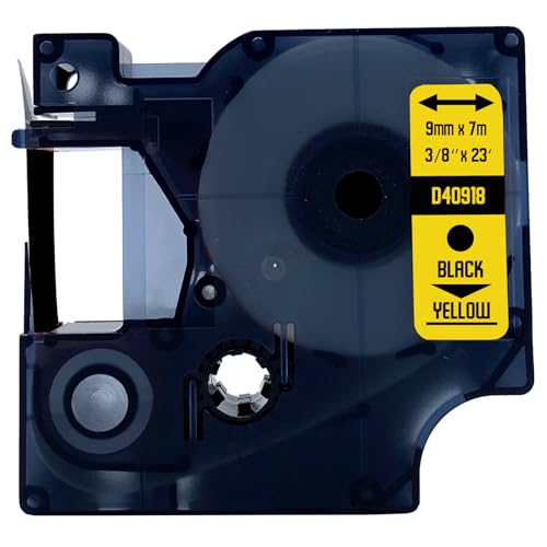 DULA Etikettenband - Kompatibel mit Dymo D1 40918 - 1 Stück - Schwarz auf gelb - 9mm x 7m DULA Etikettenband - Kompatibel mit Dymo D1 40918 - 1 Stück - Schwarz auf gelb - 9mm x 7m von DULA