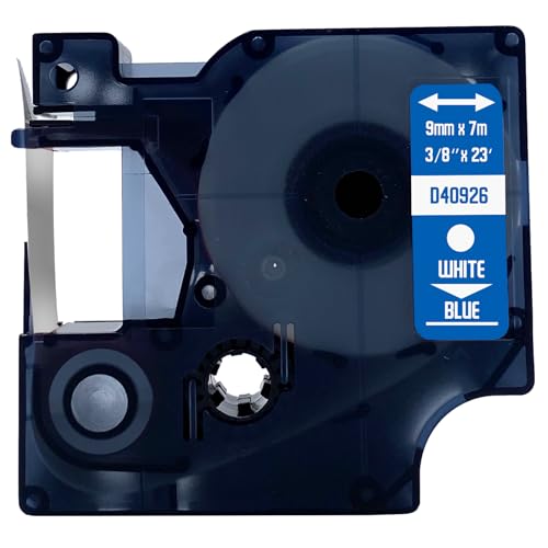 DULA Etikettenband - Kompatibel mit Dymo D1 40926-1 Stück - Weiß auf blau - 9mm x 7m DULA Etikettenband - Kompatibel mit Dymo D1 40926-1 Stück - Weiß auf blau - 9mm x 7m von DULA