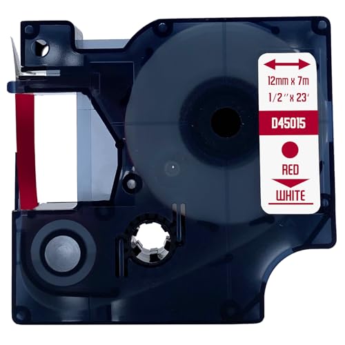 DULA Etikettenband - Kompatibel mit Dymo D1 45015-1 Stück - Rot auf weiß - 12mm x 7m DULA Etikettenband - Kompatibel mit Dymo D1 45015-1 Stück - Rot auf weiß - 12mm x 7m von DULA