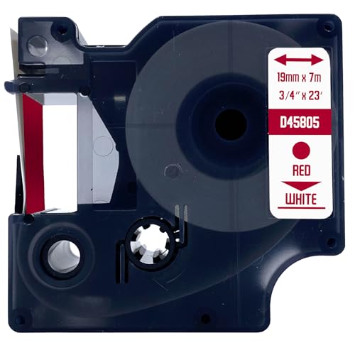 DULA Etikettenband - Kompatibel mit Dymo D1 45805-1 Stück - Rot auf weiß - 19mm x 7m von DULA