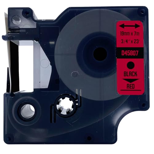 DULA Etikettenband - Kompatibel mit Dymo D1 45807-1 Stück - Schwarz auf rot - 19mm x 7m von DULA