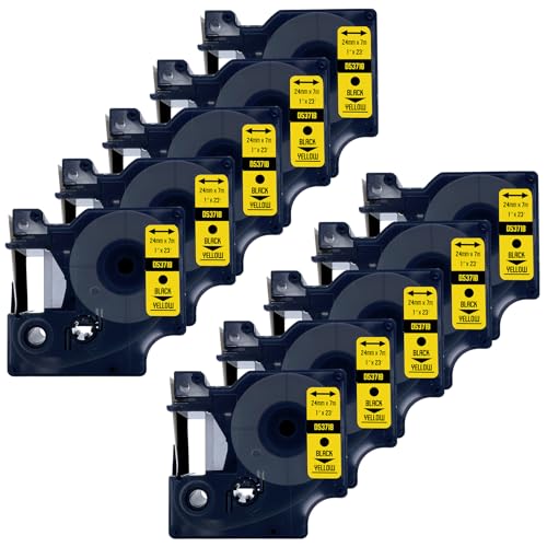 DULA Etikettenband - Kompatibel mit Dymo D1 53718 - 10 Stück - Schwarz auf gelb - 24mm x 7m DULA Etikettenband - Kompatibel mit Dymo D1 53718 - 10 Stück - Schwarz auf gelb - 24mm x 7m von DULA