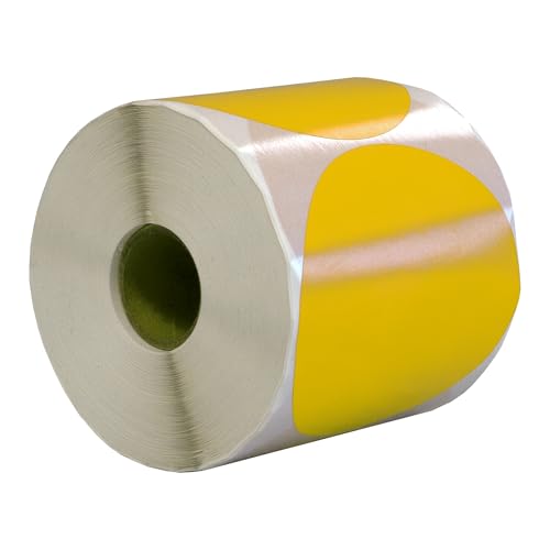 DULA Runde Etiketten - Gelb - 80mm - 500 Aufkleber auf Rolle - Siegel - Markierungspunkte - Leere runde Aufkleber auf Rolle DULA Runde Etiketten - Gelb - 80mm - 500 Aufkleber auf Rolle - Siegel - Markierungspunkte - Leere runde Aufkleber auf Rolle von DULA