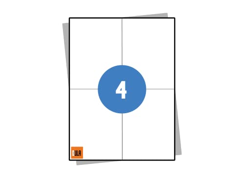 DULA Versandetiketten – Aufkleberbögen A4 – 4 Aufkleber pro Bogen – 105 x 148 mm – 100 Blatt von DULA