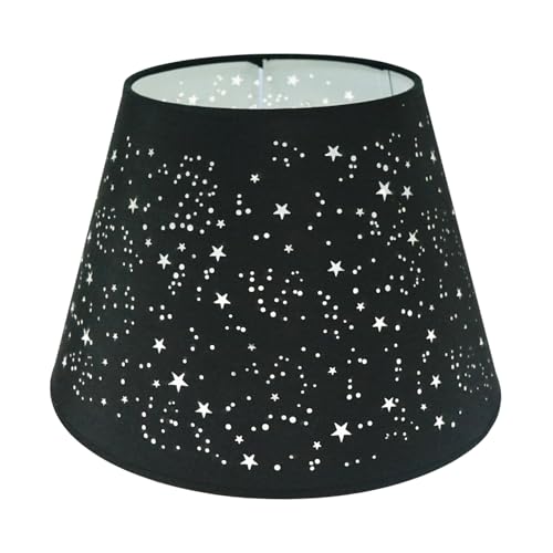 DULEE Φ 12" Einfache Tischleuchten Lampenschirm Nachttisch Lampenschirm Wandleuchte Lampenschirme,Schwarz Sterne (Top)18*(Height)20cm*(Bottom)30cm von DULEE