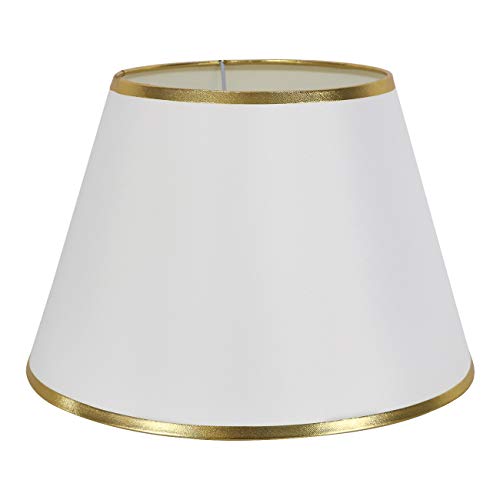 DULEE Φ 12" Einfache Tischleuchten Lampenschirm Nachttisch Lampenschirm Wandleuchte Lampenschirme,Weiss mit Gold Brim (Top) 18*(Height) 20cm*(Bottom) 30cm von DULEE