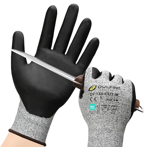DULFINE ANSI A3 Arbeitshandschuhe, schnittfest, für Damen und Herren, Nitrilschaum-Beschichtung, Touchscreen-Handschuhe, 12 Paar, perfekt für Holzbearbeitung, Glasschneiden, DULFINE ANSI A3 Arbeitshandschuhe, schnittfest, für Damen und Herren, Nitrilschaum-Beschichtung, Touchscreen-Handschuhe, 12 Paar, perfekt für Holzbearbeitung, Glasschneiden, von DULFINE
