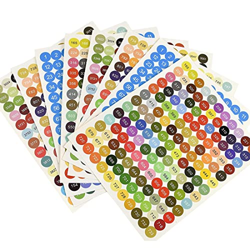 DULSPUE Diamantmalerei-Nummernaufkleber - 8 Blatt Farbnummer-Aufkleber, DMC Farbnummernaufkleber Diamond Painting Diamantmalerei-Etiketten Diamantmalerei-Farbkarte für Diamantmalerei-Aufbewahrungsbox von DULSPUE