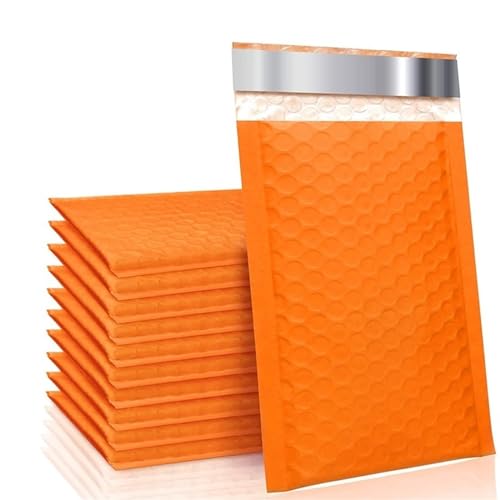 Blasenbeutel 50 Stück orangefarbene, gepolsterte Poly-Blasen-Versandumschläge for Versandtaschen, Geschenkverpackungen, selbstklebende Luftpolstertaschen (Color : Orange, Size : 18 * 23cm) von DUNSBY