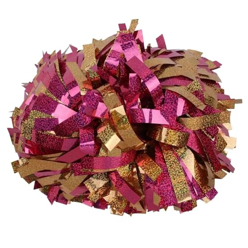 DUNSBY Cheerleader Pompons 2 stücke Cheerleader Pompom Cheerleader Baton Griff Pom Pom Große Hand Dance Pompoms für Sport Cheers(Rose Gold) von DUNSBY