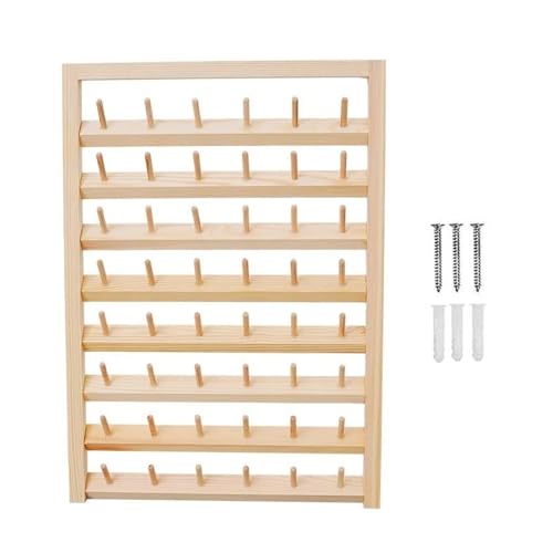 DUNSBY Drahtspulenregal 48/54 Spulen Nähgarn Aufbewahrungsbox aus Holz Spule Garnhalter Home Stickerei Klapprahmen Nähständer Organizer in Mehreren Größen(48 Spools) von DUNSBY