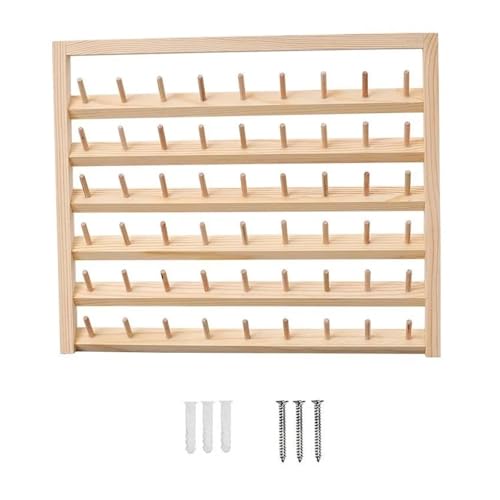 DUNSBY Drahtspulenregal 48/54 Spulen Nähgarn Aufbewahrungsbox aus Holz Spule Garnhalter Home Stickerei Klapprahmen Nähständer Organizer in Mehreren Größen(54 Spools) von DUNSBY