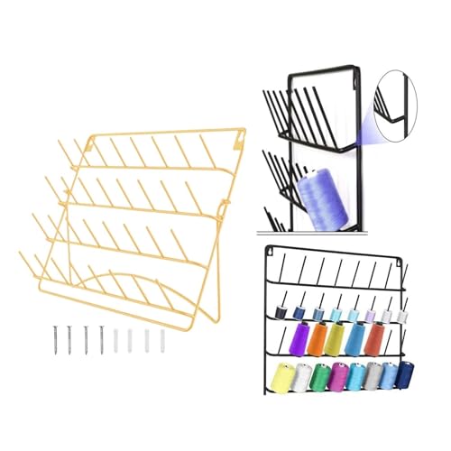 DUNSBY Drahtspulenregal An der Wand montierter Garnhalter, zusammenklappbarer Regal-Organizer for 32 Garnrollen, Aufbewahrungsdisplay, Halter for große Garnrollen for Häkeln, Stricken, Quilten von DUNSBY