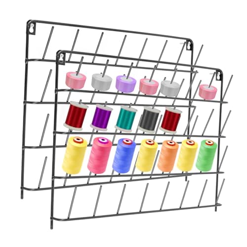 DUNSBY Drahtspulenregal Garnhalter for die Wand, 32 Garnspulen, Garnständer, Wandmontage, Stickgarnhalter, Nähgarnhalter aus Eisen, multifunktional(Black) von DUNSBY