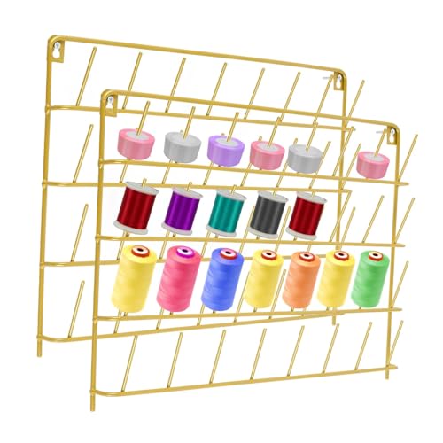 DUNSBY Drahtspulenregal Garnhalter for die Wand, 32 Garnspulen, Garnständer, Wandmontage, Stickgarnhalter, Nähgarnhalter aus Eisen, multifunktional(Gold) von DUNSBY