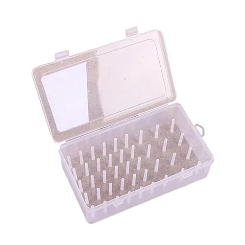 DUNSBY Drahtspulenregal Nähgarnbox mit 42 Spulen, große Kapazität, Aufbewahrungsbox for Bastelspulen, leerer Organizer for Näh- und Bastelspulen mit Ablagestangen(White) von DUNSBY